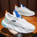 Spring New Breathable Mesh Men's Trend Versatile Small White Thick Soled Sports Shoes, Casual Dad Shoes_vogvips.com