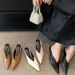 STRIDEO2026 Summer New Pointed Head Half-heel Solid Color French Solid Color Outer Wear Versatile Temperament One-pedal Single Shoes_vogvips.com
