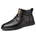 Men's Casual Board Shoes With Fleece Niche Popular Large-size Leather Couple Heightening Leather Boots_vogvips.com