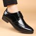 Men's Handcrafted Stitch Detail Formal Dress Shoes - Slip-On Business Oxford With Embroidery Toe Cap For Office & Banquet (Black/Dark Brown)_vogvips.com