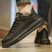 Men's White Board Shoes Thick Platform Waterproof Wear-resistant Korean Style Fashion Casual Sports Sneakers Lightweight_vogvips.com