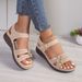 Summer Women Floral Decor Wedge Sandals Adjustable Buckle Hollow Out Non-Slip Sole Daily Beach Casual Walking Shoes_vogvips.com