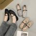 Single Shoes Women's Hollow Woven Breathable Fishing Net Gauze Flat Bottom Shallow Mouth French Mary Jane Sandals_vogvips.com