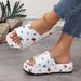 New Large One Word Drag Pattern Versatile Thick Bottom Height Increase Outdoor Wear Casual Beach Vacation Cool Slippers_vogvips.com