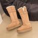 Fur Integrated Snow Boots Women's New Tall Tube Can Be Folded Over Two Wear Thickened Warm Cotton Shoes Medium Boots_vogvips.com
