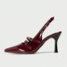 Spring New Pointed-toe Burgundy Thin-strap Shoes, Versatile Cat-heel Mules, Elegant One-strap High-heeled Sandals_vogvips.com