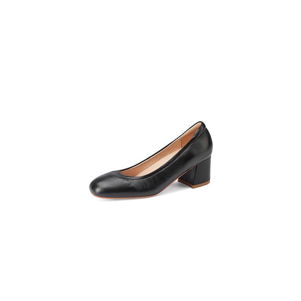 Elegant Pointed Toe For Women Low Block Heel Work Shoes Classic Slip On Office Pumps With Soft Leather Lining_vogvips.com