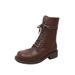 Vintage Chunky Heel Leather Riding Boots For Women - Retro Buckle Detail, Side Zipper, Comfortable Mid-Calf & Knee-High Boots_vogvips.com