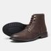 Men's Big & Tall Retro Leather Work Boots - Waterproof Slip-Resistant Comfortable Ankle Boots For Casual & Outdoor Wear_vogvips.com
