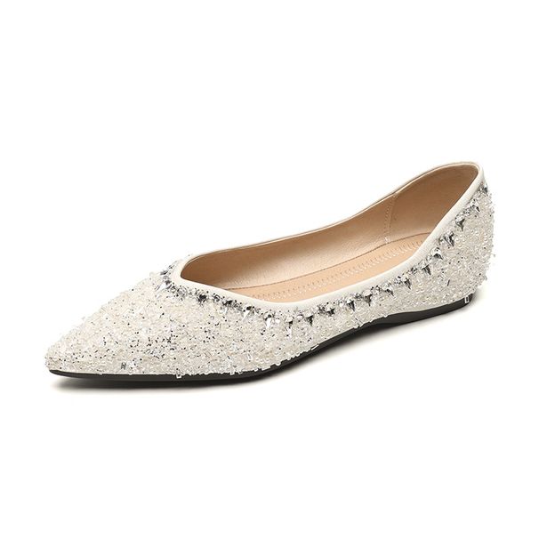 Rhinestone Single Shoes Female Flat Autumn With Skirt One Pedal Fairy Wind Beanie Shoes Large Size_vogvips.com