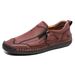 Hand-Stitched Men's Shoes, Outdoor Casual Shoes, One-Foot Flat Leather Shoes, Low-Top Large-Sized Loafers 6009_vogvips.com