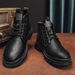 Martin Autumn 2023 New High-top British Style PU Mid-top Leather Shoes Men Black Work Boots Winter_vogvips.com