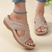 Large Size New Casual Round Toe Cross Strap Hollowed Out High-heeled Women's Wedge Heel Slippers_vogvips.com
