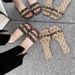 plus Size Women's Fashionable Versatile Casual Flat One Strap Metallic Sandals_vogvips.com