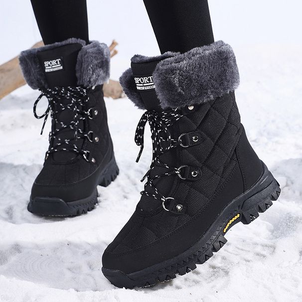 Snow Boots, Women's Outdoor Hiking Boots, Anti Slip Thick And Warm Boots, High Top Cotton Shoes, Women's Midsole Boots_vogvips.com