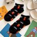 3/5 Pairs Of Women's With Hamburger, Pizza, Fries Designs, Cute Girls' Ankle Thin Breathable Socks Spring, Summer, And_vogvips.com