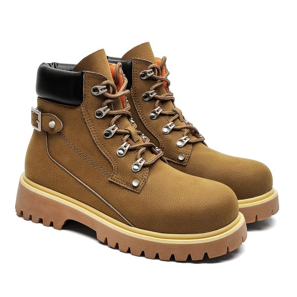 Men's Lace-up Thick-soled Heightening Martin Boots Retro Tooling Boots Anti-velvet Leather Medium-top Men's Boots_vogvips.com