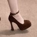Fashionable Trendy Design Chunky Heel Single Shoes, 2025 Spring And Autumn Suede Platform Shallow Versatile Ultra-high_vogvips.com