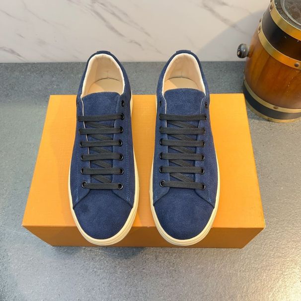 Casual Sports Versatile Men's Shoes New Cow Suede Sneakers Patchwork Lace-up Low-top Fashion_vogvips.com