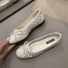 French Retro Bow round Toe Low Chunky Heel Flats Women's Stylish Elegant Soft Soled Versatile Ballet Flats_vogvips.com