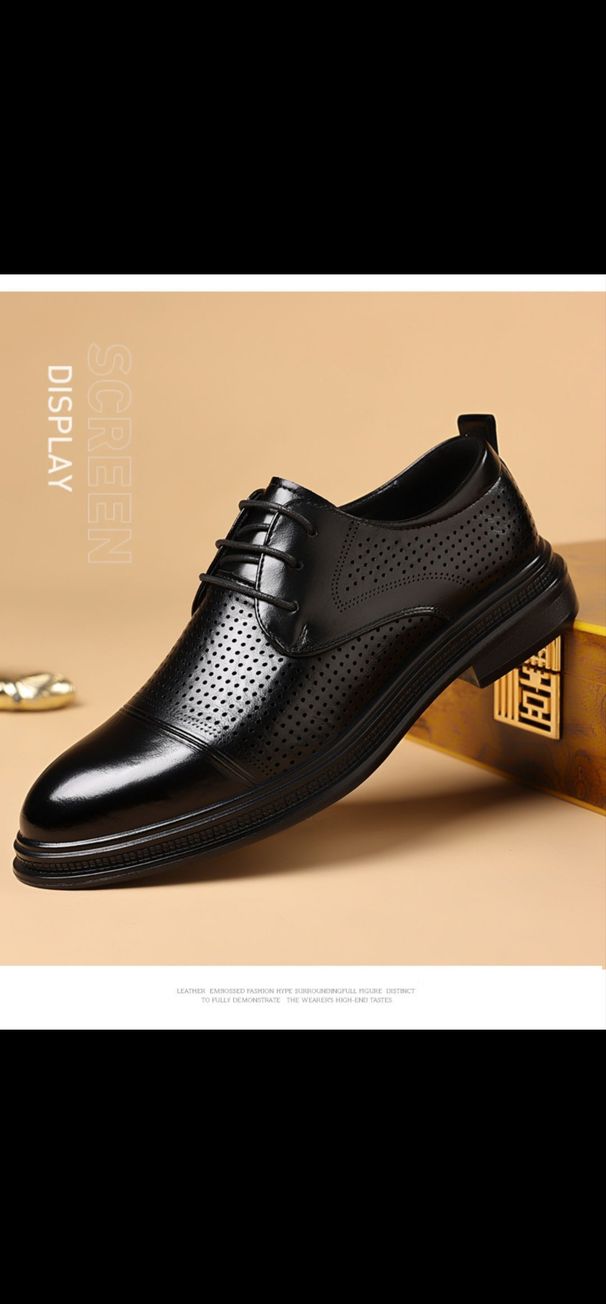 Summer Hollow-out Business Youth British-style Soft-soled Breathable Perforated Work Shoes, Formal Men's Leather Shoes_vogvips.com