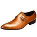 Euro Step British Style Trend Soft Leather Casual Fashion Pointed Toe Buckle Men's Host Hairstylist Shoes_vogvips.com