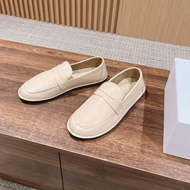 Niche 2025 Spring New Leather One Step Casual Soft Bottom Haima Mao Le Fu Versatile Single Grandma Shoes Women_vogvips.com