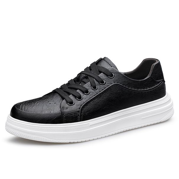First Layer Cowhide Board Shoes Round Head Lace-up Low-top Shallow Mouth Cowhide Surface Flat-bottom Sports And Leisure Shoes_vogvips.com
