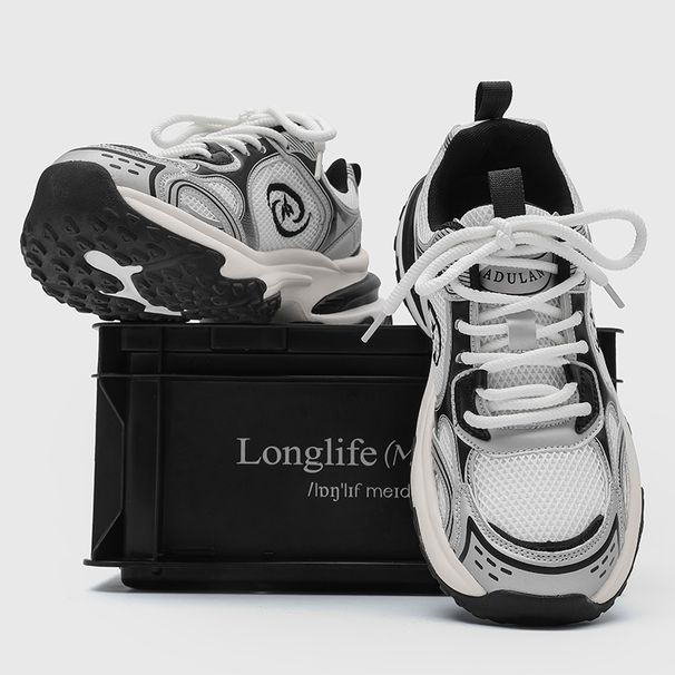 New Breathable Mesh Running Shoes, Stylish And Versatile, Sports Casual Dad With Internal Height Increase, Thick-soled_vogvips.com
