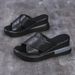 Bread Cool 2025 Summer New Thick Bottom Slippers One Line Women's Pine Cake Slope Fashion High Heel Sandals_vogvips.com
