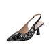 Women's Crystal Embellished Pointed Toe Sandals With Open Back - Elegant Low Heel Dress Shoes Black/Silver/Gold Elegant And Sexy Single Shoes_vogvips.com
