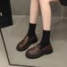 Women's Thick-Soled Loafers Wholesale Autumn New Versatile Slip-On Sole Soft Retro Round-Toe Small Leather Shoes_vogvips.com