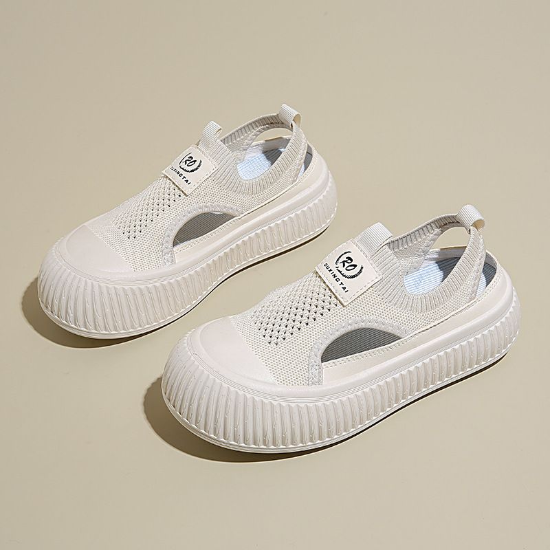 Women's Air-Cushion Platform Sneakers - Summer White Chunky Shoes (Breathable & Comfortable) - XT130_vogvips.com