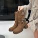 ~ Autumn Chunky Heel Square Toe Western Cowboy 2025 New Mid-Calf Suede Short Boots Fashion Versatile_vogvips.com