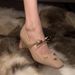 Women's Square Toe High Heels Chunky Heel Single Strap Bow Mary Jane Shoes Spring Summer Fashion Footwear_vogvips.com