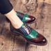 Euro Step Brogue Carved British Style Color-Block Leather Baroque Height-Increasing Contrast Wedding Groomsman Men's Shoes_vogvips.com