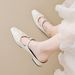 Weiwei Girl 958 2 Women's Square Toe Half Slippers French Style Summer Outerwear One Strap Pleated Silver Closed Toe Single Shoes_vogvips.com