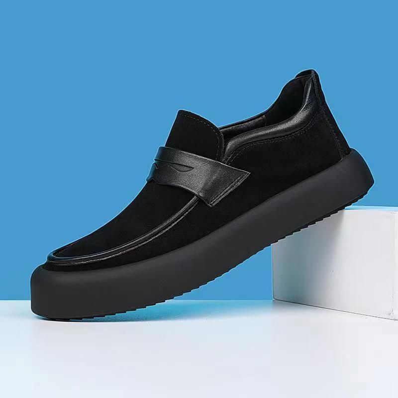 Euro Step Autumn Versatile Trendy Slip-On Casual Leather Shoes Men's One-Piece Lazy Loafers_vogvips.com