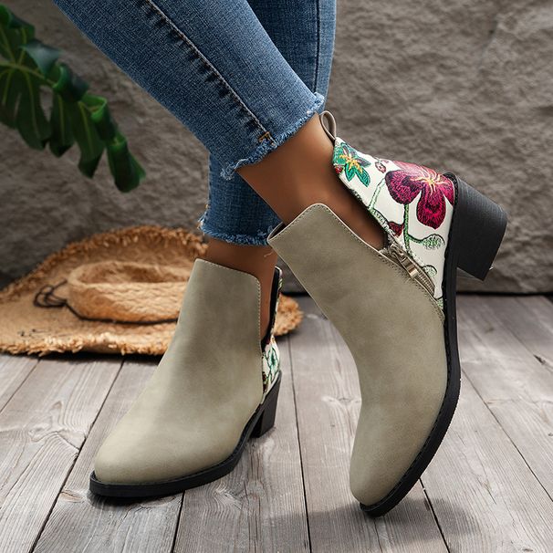 Autumn New Shoes Low Heel Martin Side Zipper Plus Size Women's Short Boots_vogvips.com