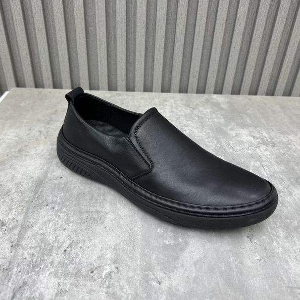 Euro Step First Layer Cowhide Comfortable Soft Sole Genuine Single Men's Autumn Dad Casual Work Leather Shoes Slip-On_vogvips.com