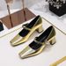 5288-K86 Style Banquet Women's Shoes With Thick Heel, Shallow Mouth, Square Toe, Rhinestone Buckle, Straight Strap,_vogvips.com