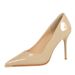 Elegant Pointed-Toe High Heel Pumps For Women - Ultra Shiny Patent Leather With Metallic Accents, Perfect For Parties & Evening Events_vogvips.com