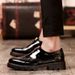 Euro Step Summer Brogue Style Carved Men's British Trend Slip-On Pointed Toe Leather Height Increasing Hairstylist Thick Sole_vogvips.com