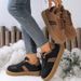 Women's Winter Plush Lined Sneakers With Thick Rubber Sole, Low Heel Slip-Resistant Casual Shoes For Walking, Comfortable Round Toe Boots_vogvips.com