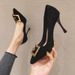 2025 Spring/Summer Pointed Black French Fashion Sexy Internet Celebrity High Thin Heels Professional Single Shoes Women_vogvips.com