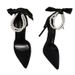 2024 New Spring Black Pointed Toe Stiletto High Heels Women's Fashion Bowknot One-Strap Sandals Wholesale_vogvips.com