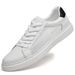 Men's Board Shoes Two-layer Cowhide Lace-up Breathable Mesh Men's Casual Shoes Cool Little White Shoes_vogvips.com