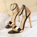267-3 European And American Fashion Sexy Nightclub Stiletto Ultra High Heel Color Block One-Strap Open-Toe Hollow_vogvips.com