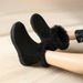 2023 Winter New Women's Snow Leather And Fur Integrated Thickened Mid-Calf Boots With Fleece Platform Sole Northeastern_vogvips.com