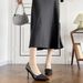 Wide High-heeled Patent Leather Pointed-toe Color-blocked Glitter Single Shoes Women, Suitable For Daily Commuting And_vogvips.com